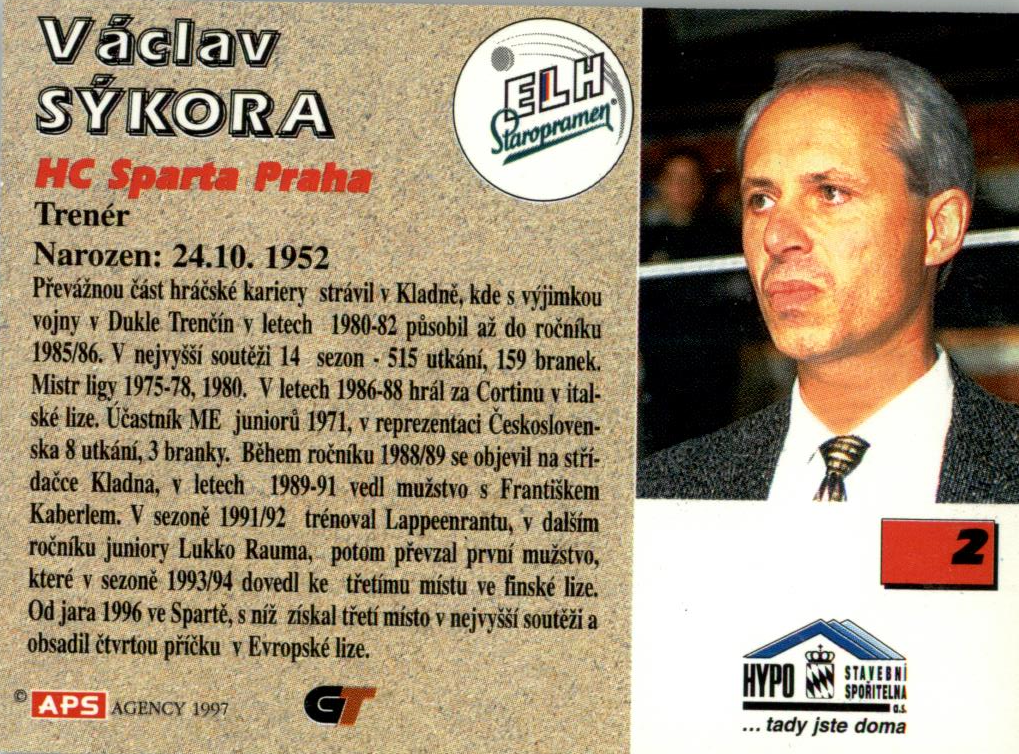 Václav Sýkora APS 97/98 hokejová karta #2 