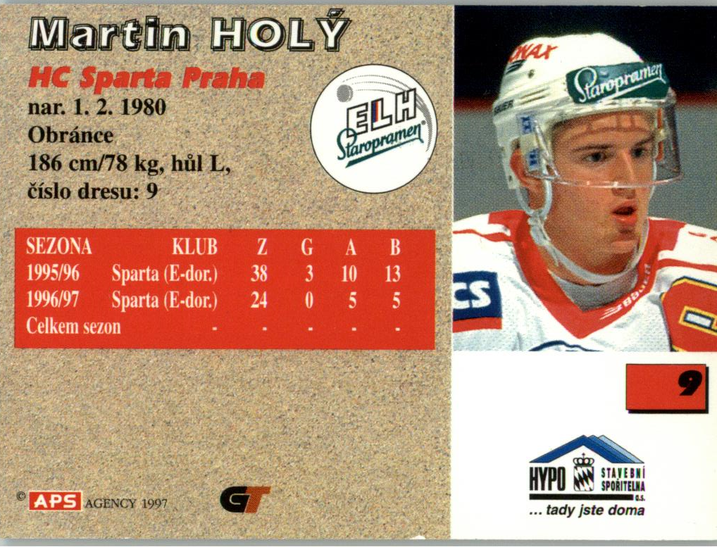 Martin Holý APS 97/98 hokejová karta #9 
