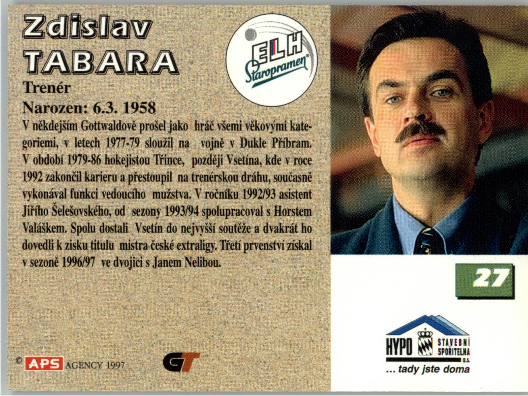 Zdislav Tabara APS 97/98 hokejová karta #27 Vsetín