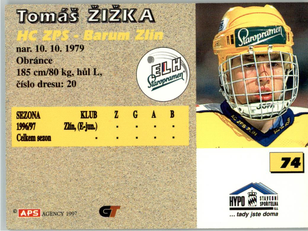 Tomáš Žiška APS 97/98 hokejová karta #74