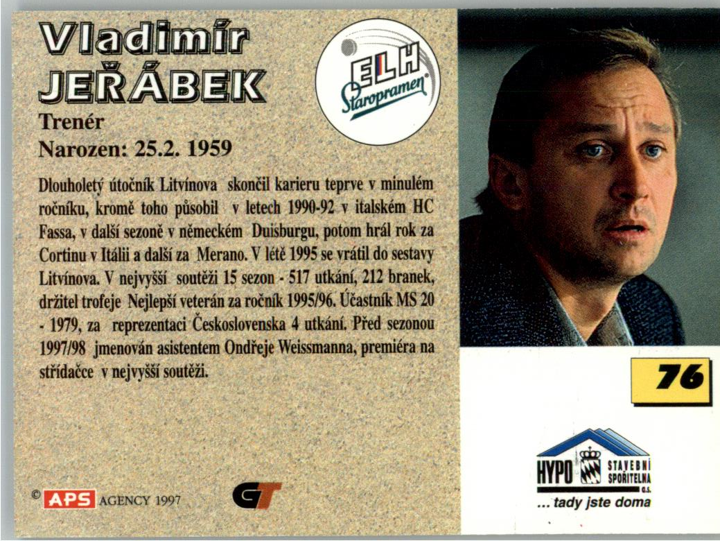Vladimír Jeřábek APS 97/98 hokejová karta #76