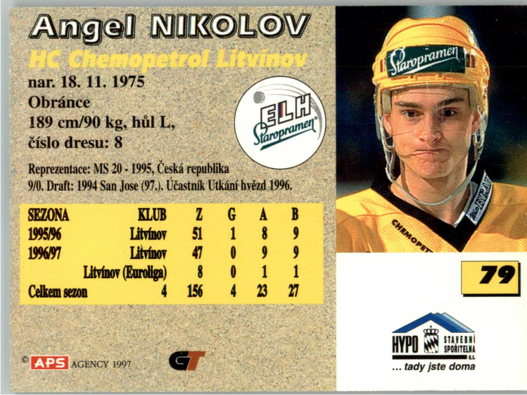 Angel Nikolov APS 97/98 hokejová karta #79