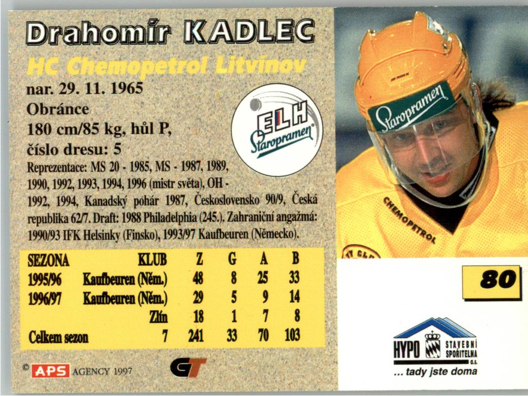 Drahomír Kadlec APS 97/98 hokejová karta #80