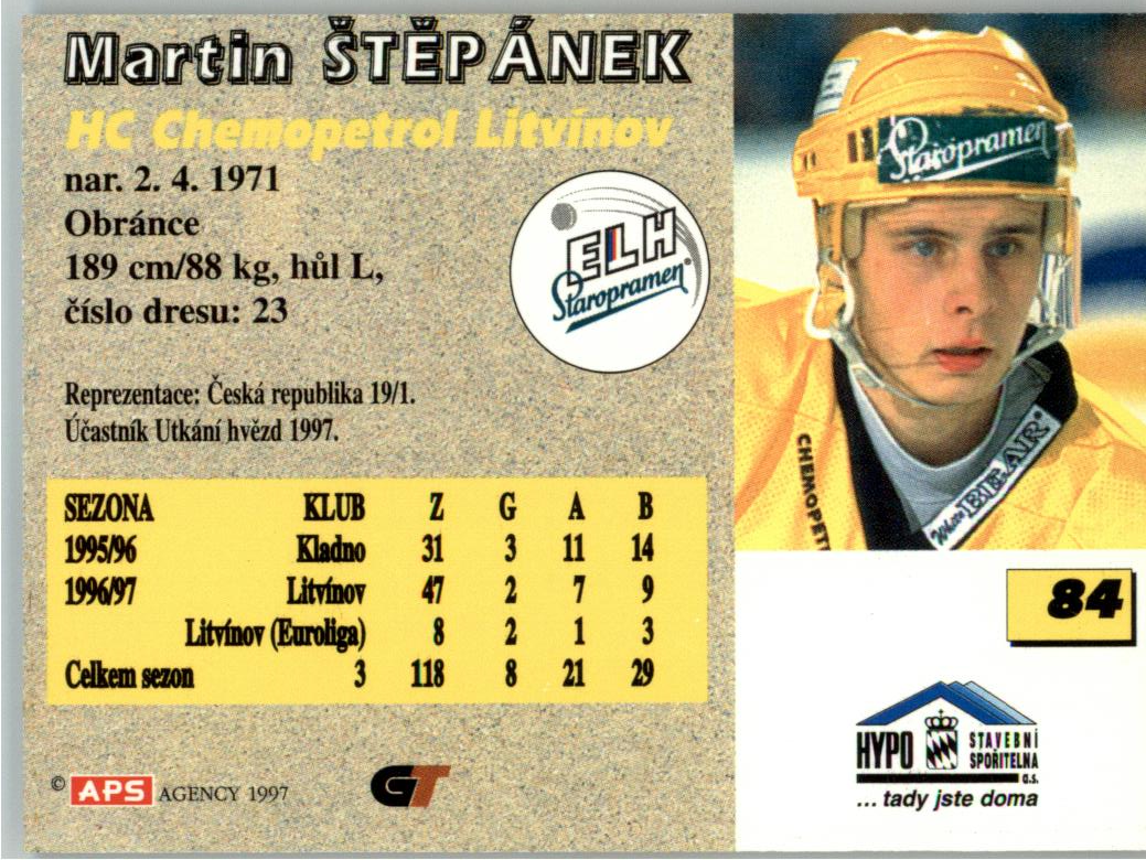 Martin Štěpánek APS 97/98 hokejová karta #84