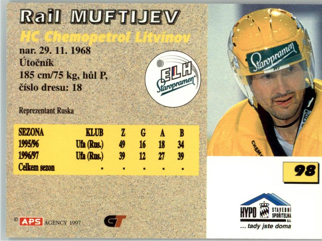 Rail Muftijev APS 97/98 hokejová karta #98