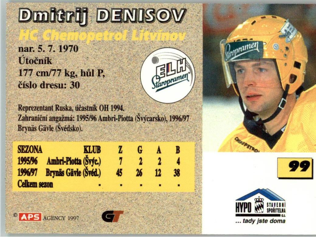 Dmitrij Denisov APS 97/98 hokejová karta #99