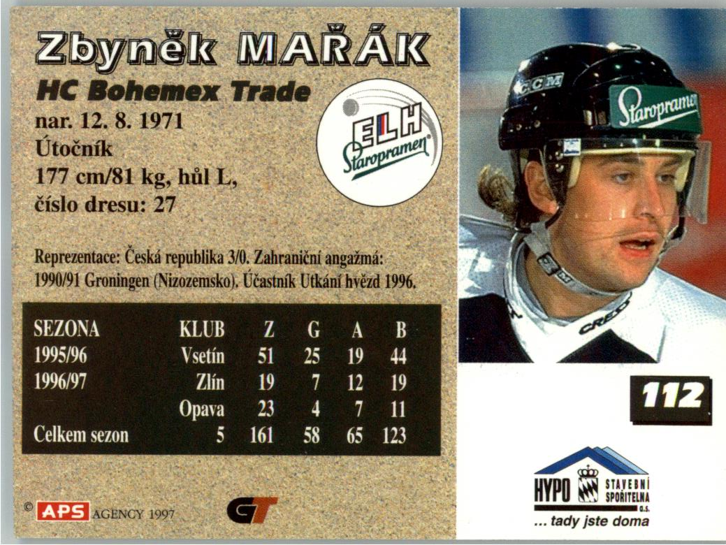 Zbyněk Mačák APS 97/98 hokejová karta #112