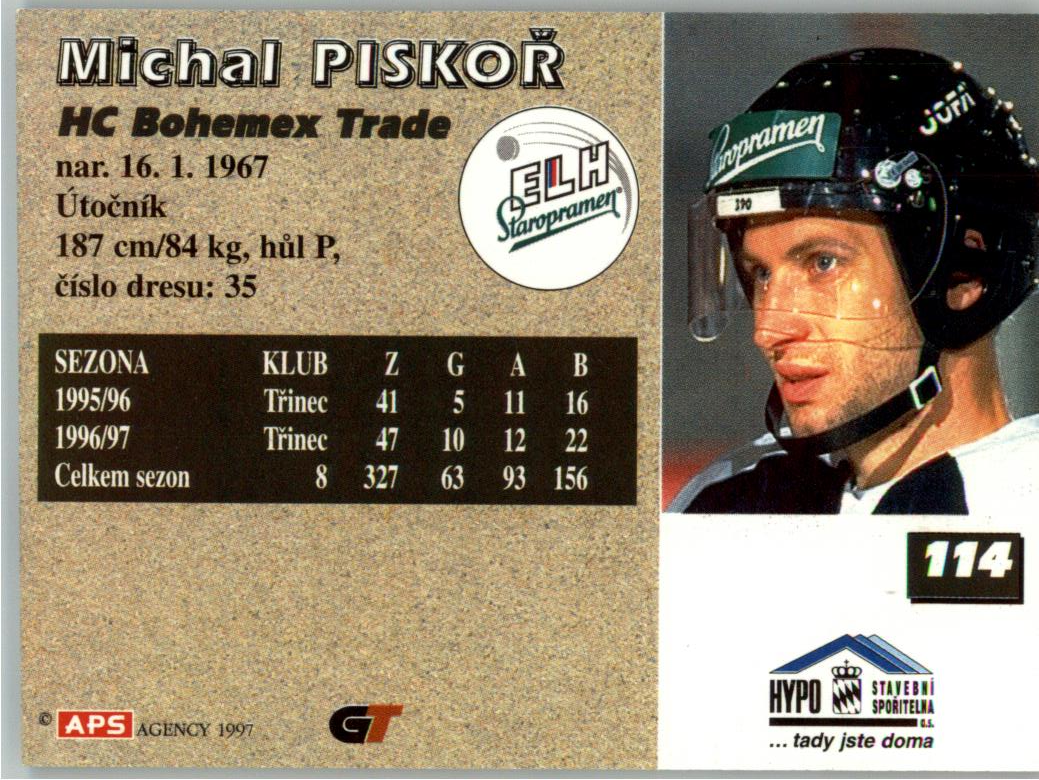Michal Piskoř APS 97/98 hokejová karta #114