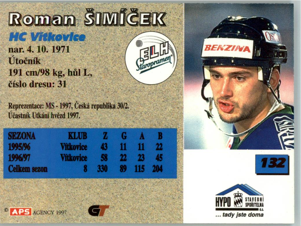 Roman Šimíček APS 97/98 hokejová karta #132