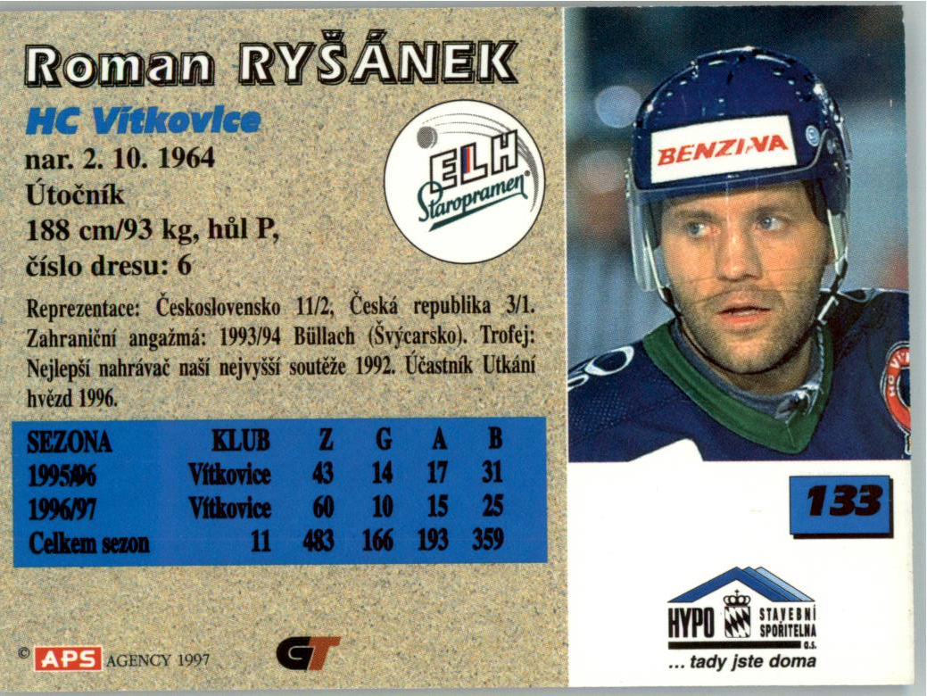 Roman Ryšánek APS 97/98 hokejová karta #133