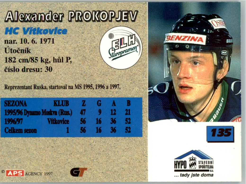 Alexander Prokopjev APS 97/98 hokejová karta #135