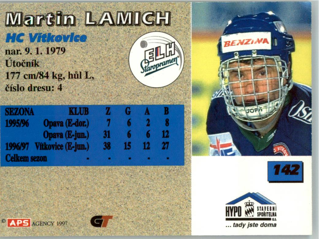 Martin Lamich APS 97/98 hokejová karta #142
