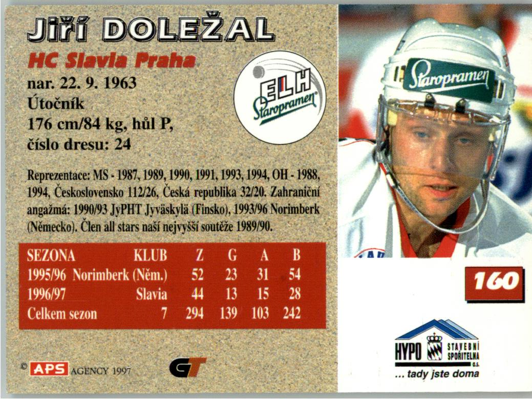 Jiří Doležal APS 97/98 hokejová karta #160