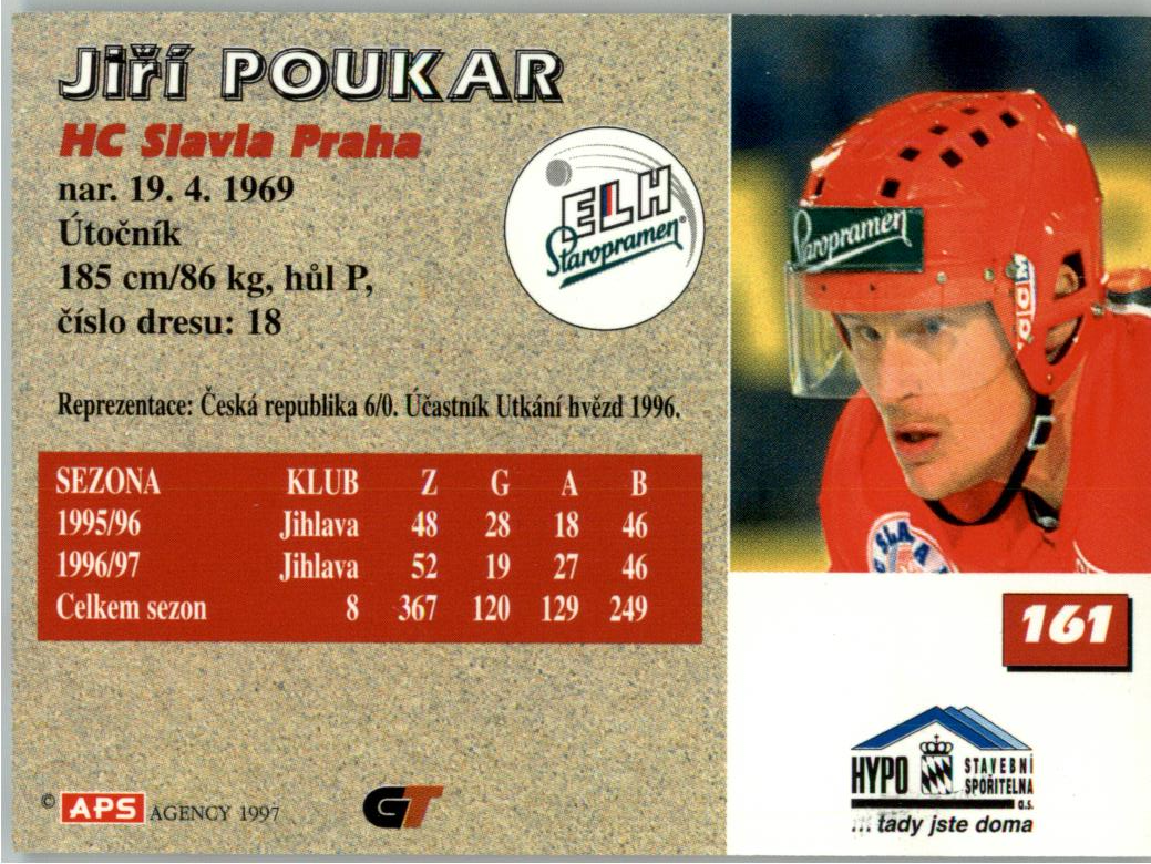 Jiří Poukar APS 97/98 hokejová karta #161