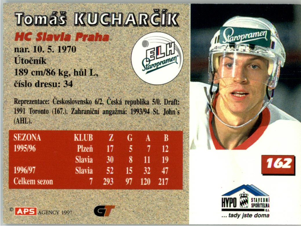 Tomáš Kucharčík APS 97/98 hokejová karta #162