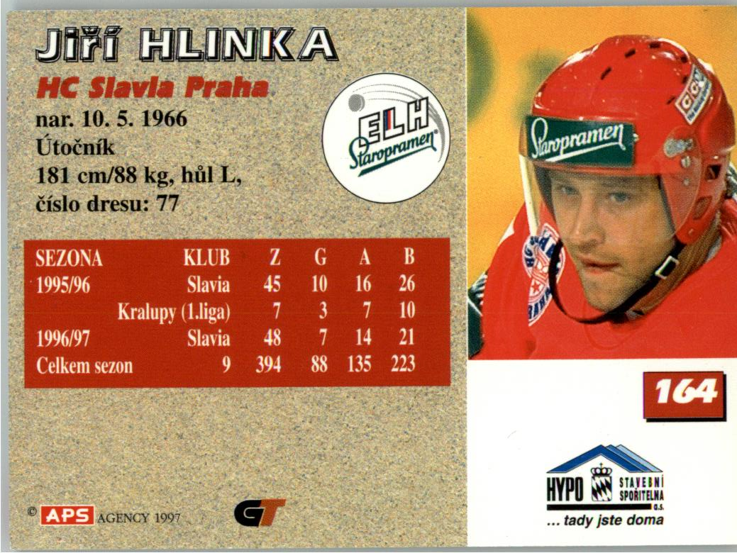 Jiří Hlinka APS 97/98 hokejová karta #164
