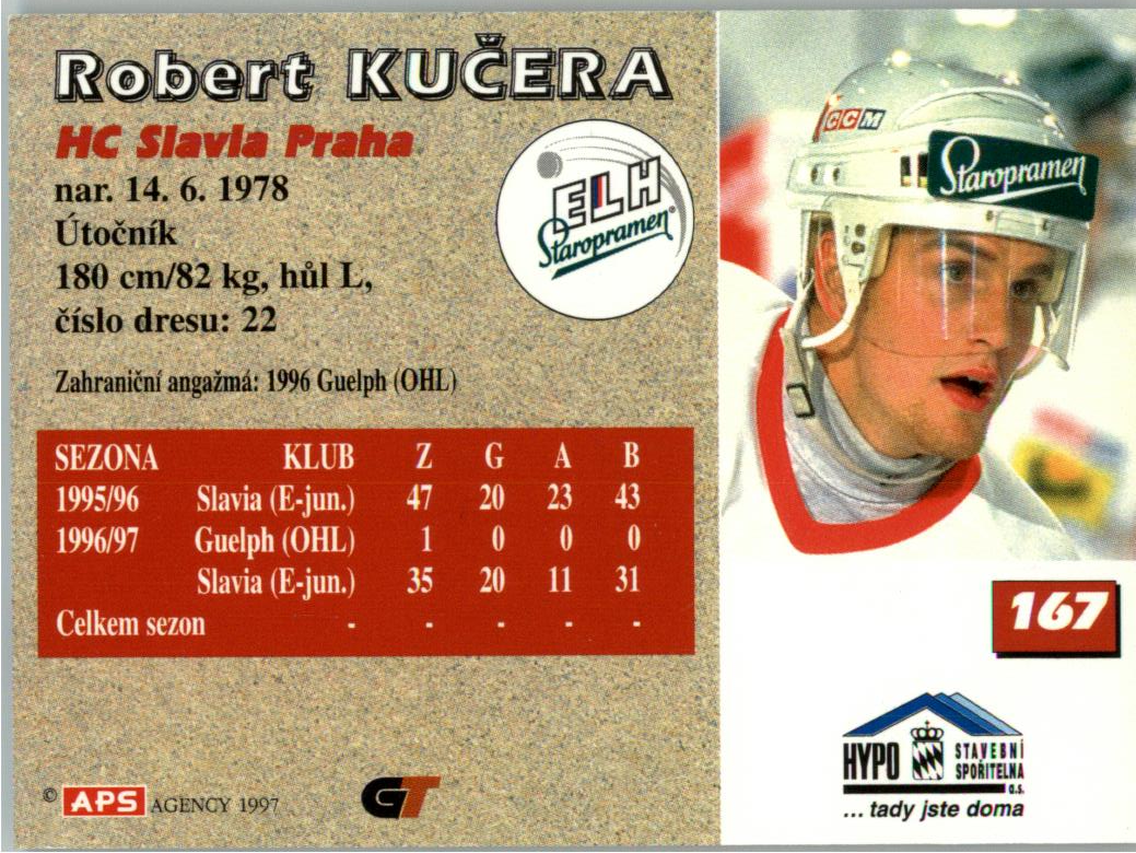 Robert Kučera APS 97/98 hokejová karta #167