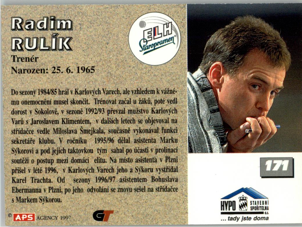 Radim Rulík APS 97/98 hokejová karta #171