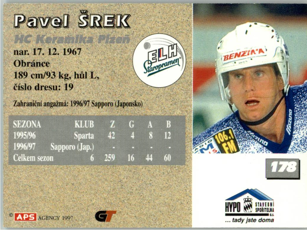 Pavel Šrek APS 97/98 hokejová karta #178