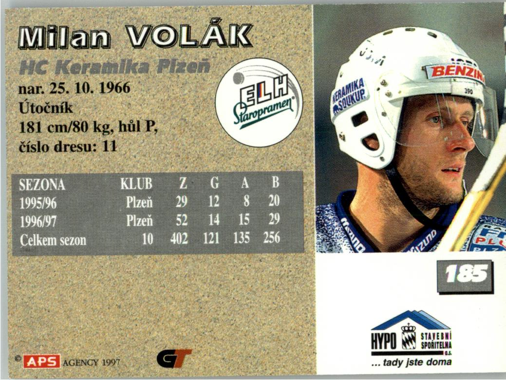 Milan Volák APS 97/98 hokejová karta #185