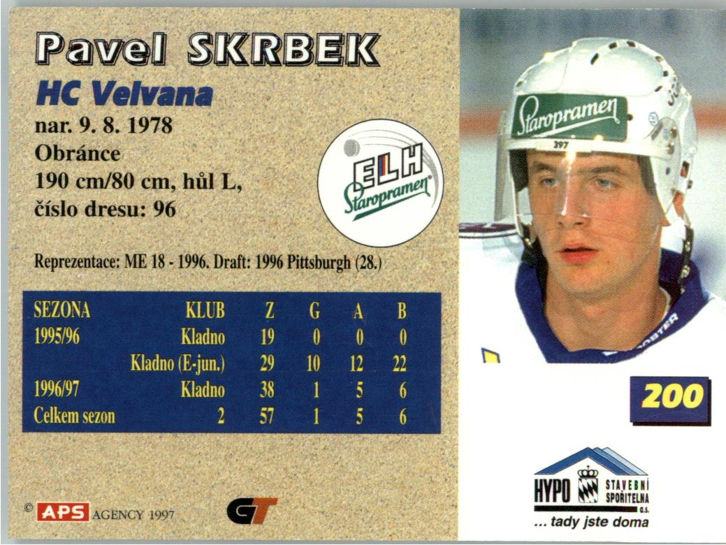 Pavel Skrbek APS 97/98 hokejová karta #200