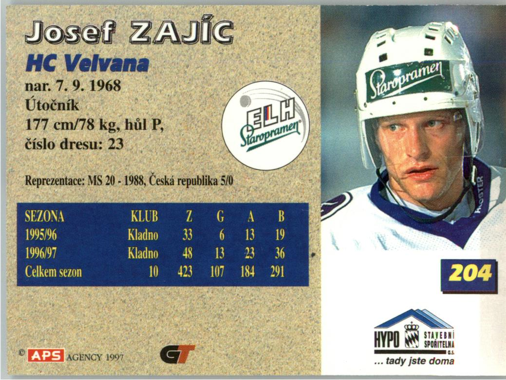 Josef Zajíc APS 97/98 hokejová karta #204