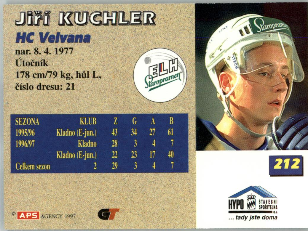 Jiří Kuchler APS 97/98 hokejová karta #212