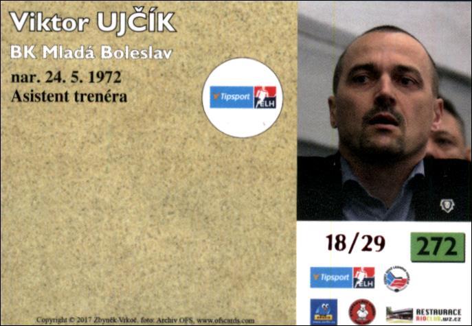 Viktor Ujčík 2017/18 OFS hokejová karta Retro Red xx/29 #272