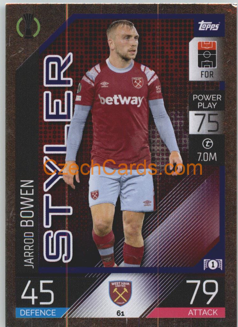 Jarrod Bowen Topps Match Attax 2022/23 Styler #61