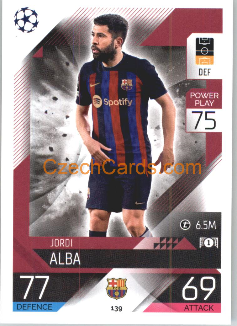 Jordi Alba Topps Match Attax 2022/23 #139