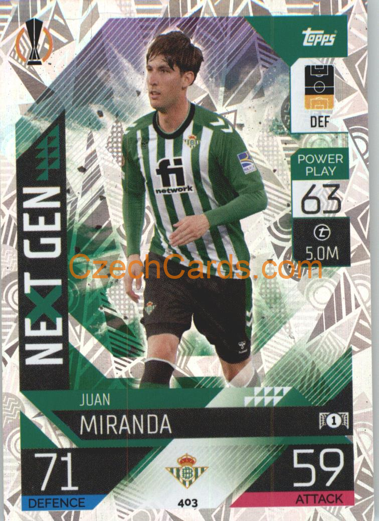 Juan Miranda Topps Match Attax 2022/23 Next Gen #403