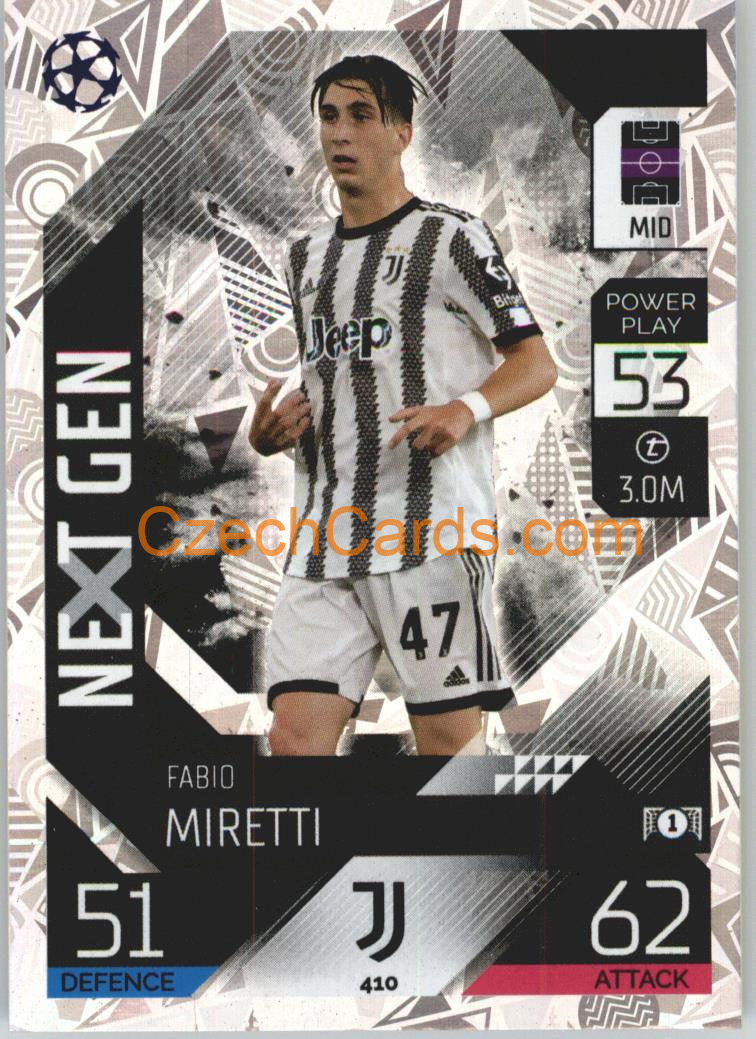Fabio Miretti Topps Match Attax 2022/23 Next Gen #410