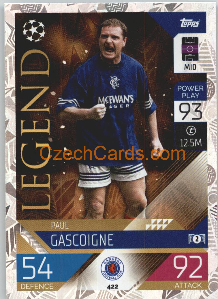 Paul Gascoigne Topps Match Attax 2022/23 Legend  #422