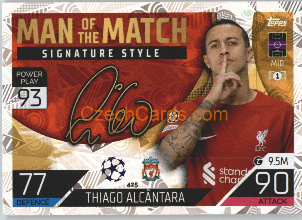 Thiago Alcántara Topps Match Attax 2022/23 Man of the Match Signature Style #425