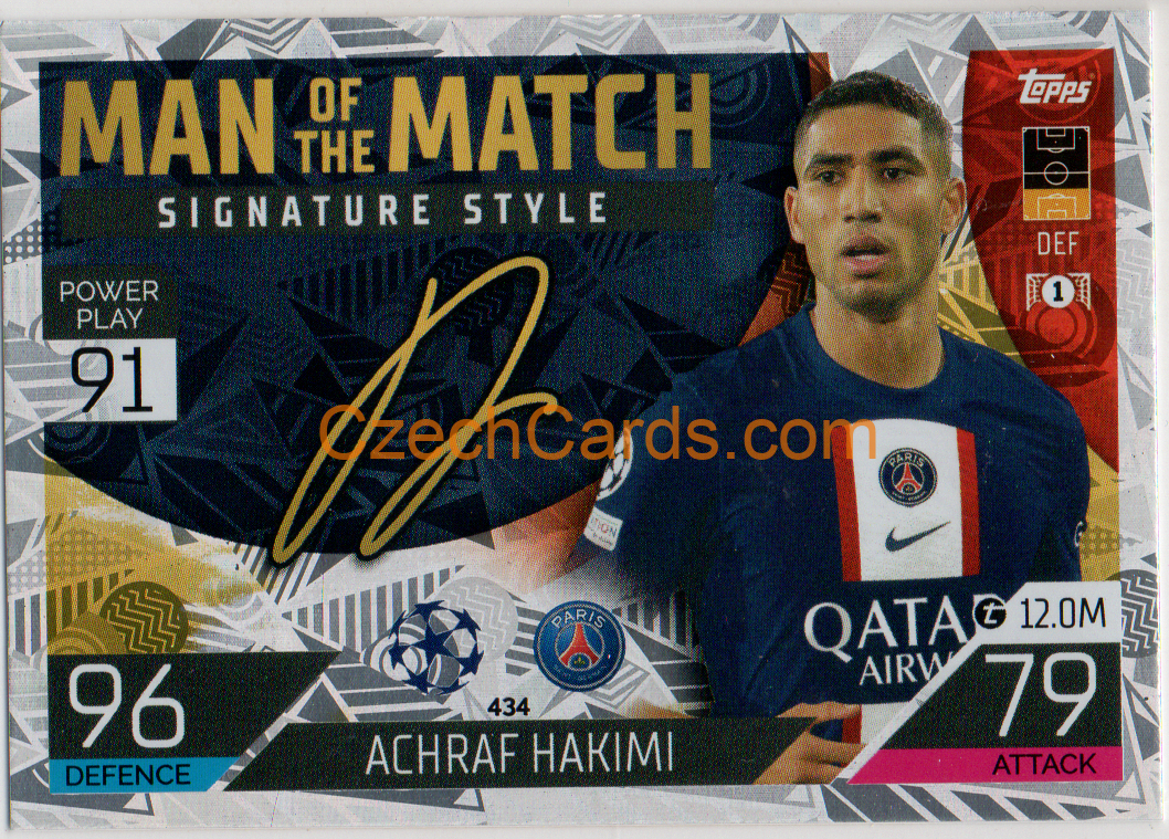 Achraf Hakimi Topps Match Attax 2022/23 Man of the Match Signature St. #434