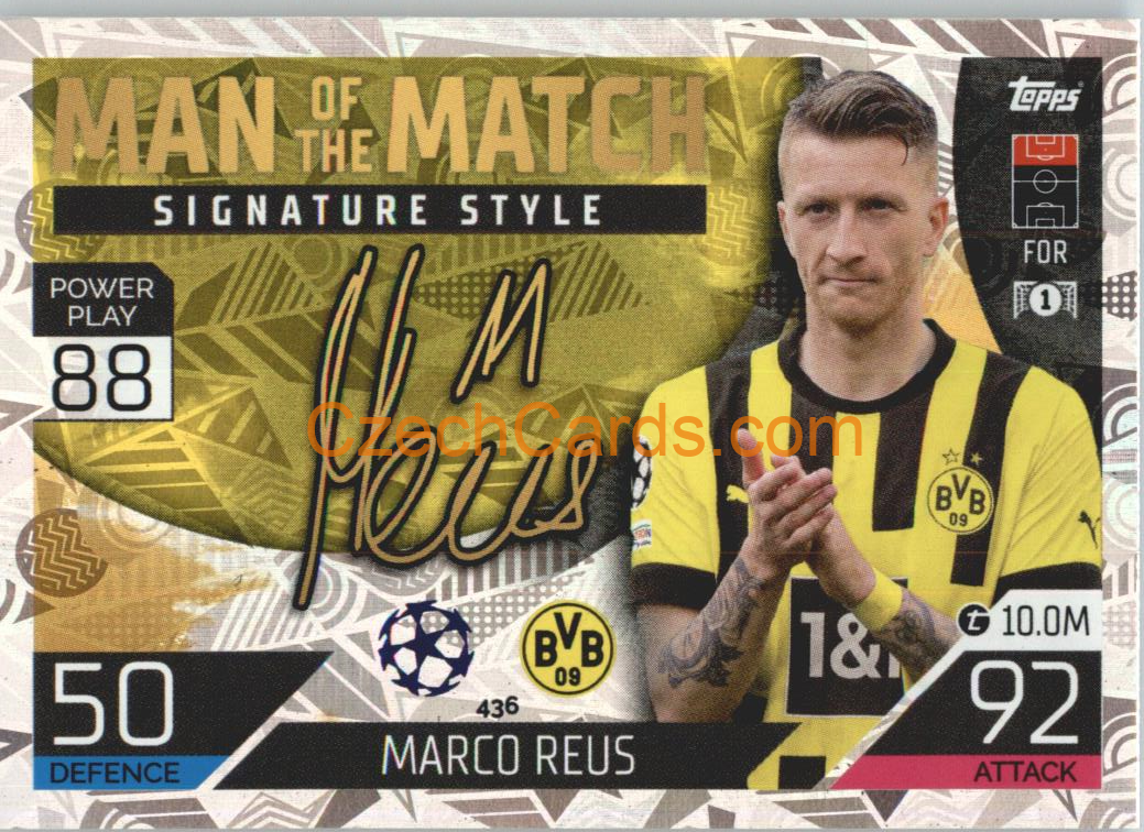 Marco Reus Topps Match Attax 2022/23 Man of the Match Signature St. #436