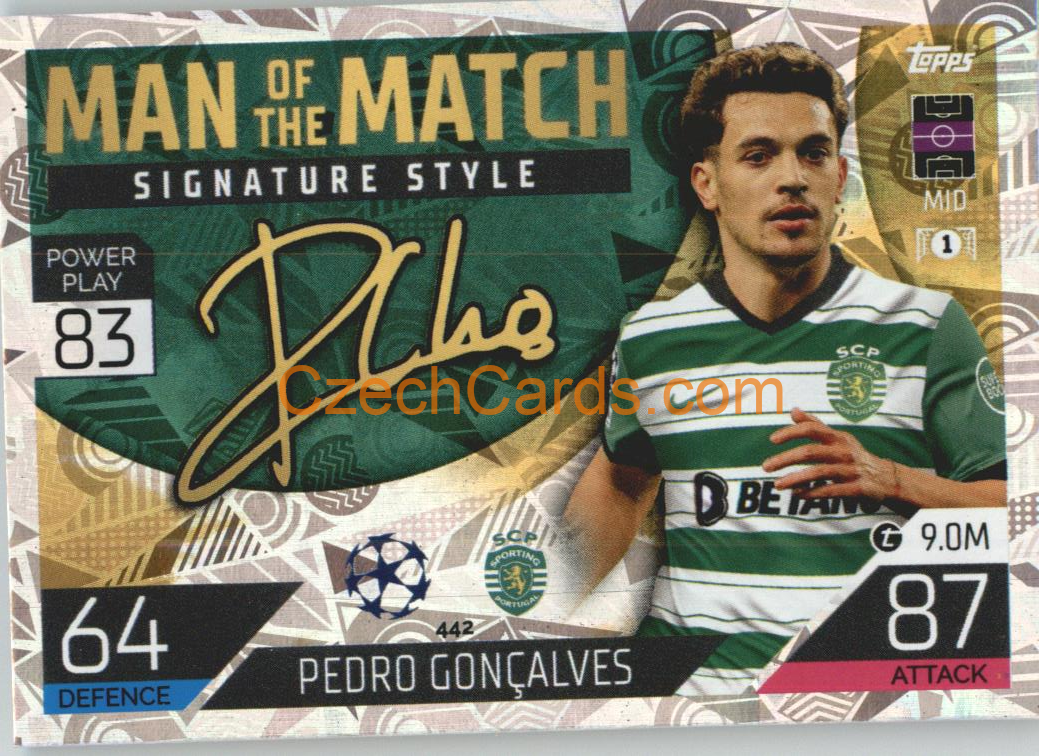 Pedro Goncalves Match Attax 2022/23 Man of the Match Signature St. #442