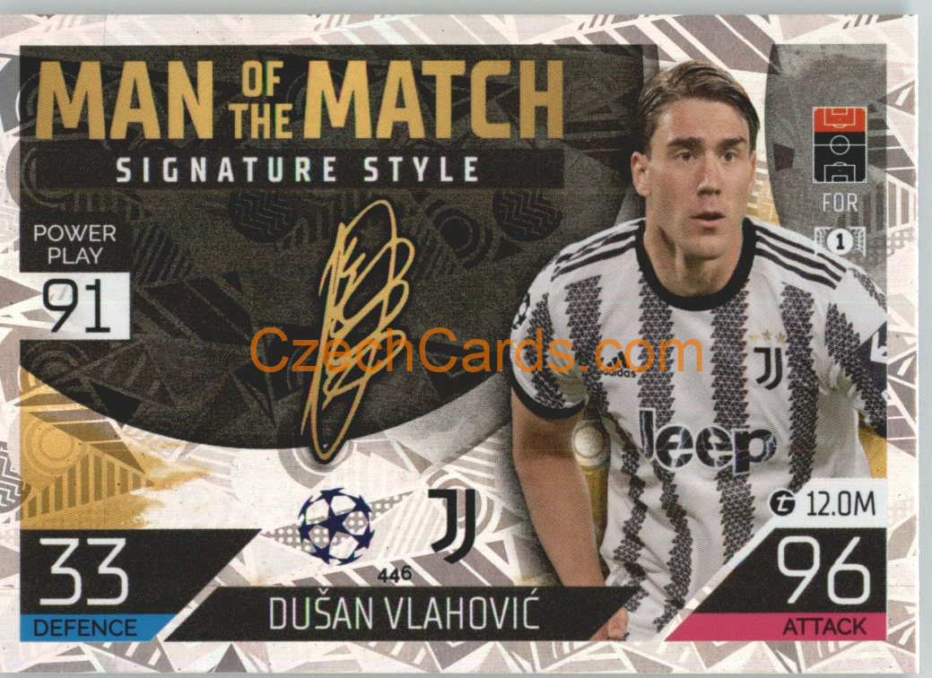 Dusan Vlahovic Match Attax 2022/23 Man of the Match Signature St. #446