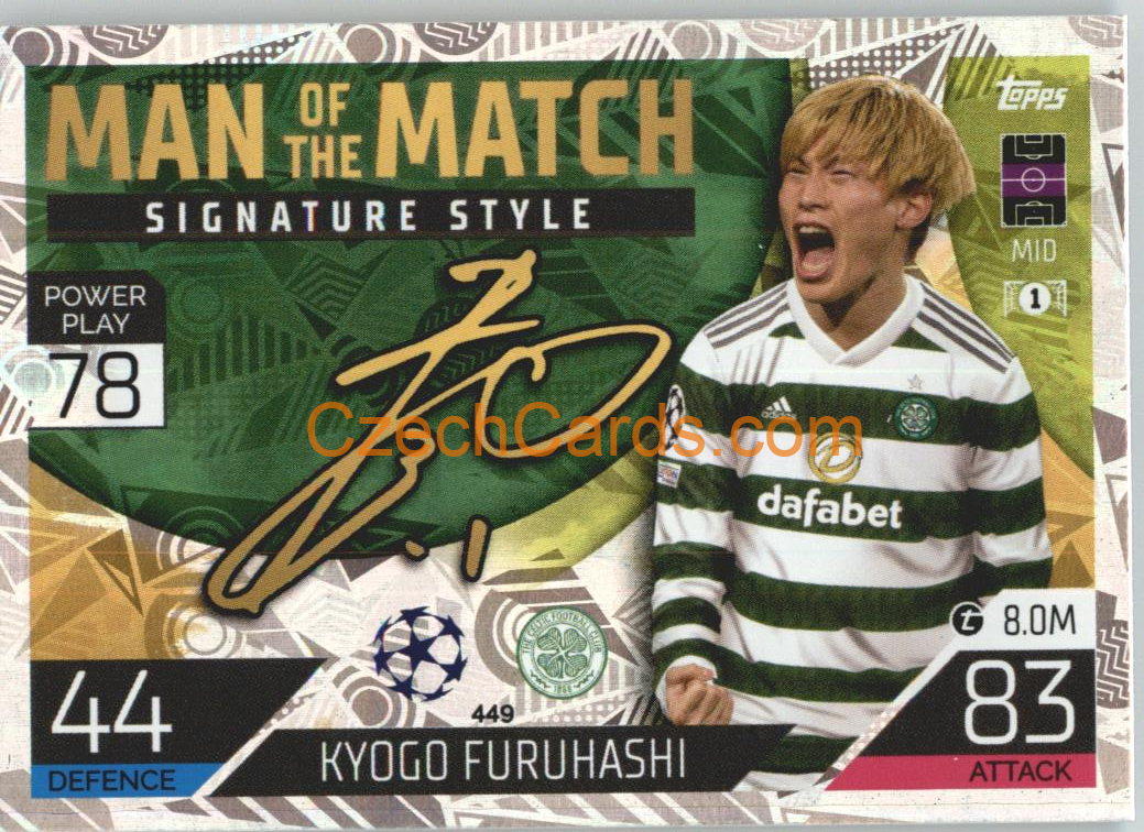 Kyogo Furuhashi Match Attax 2022/23 Man of the Match Signature St. #449