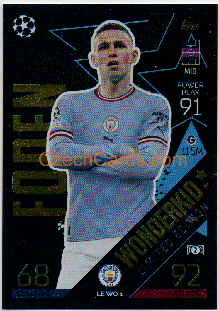 Phil Foden Topps Match Attax 2022/23 Wonderkids Limited #LEWO1