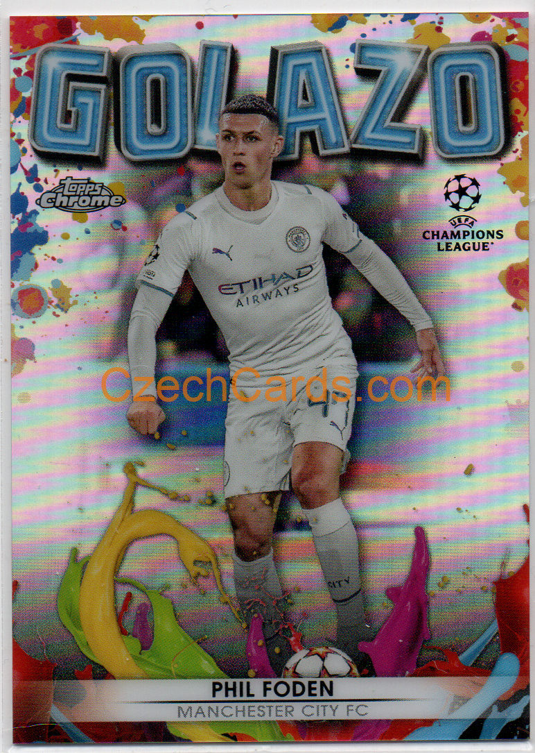 Phil Foden 2021/22 Topps Chrome UCL Golazo #G-4