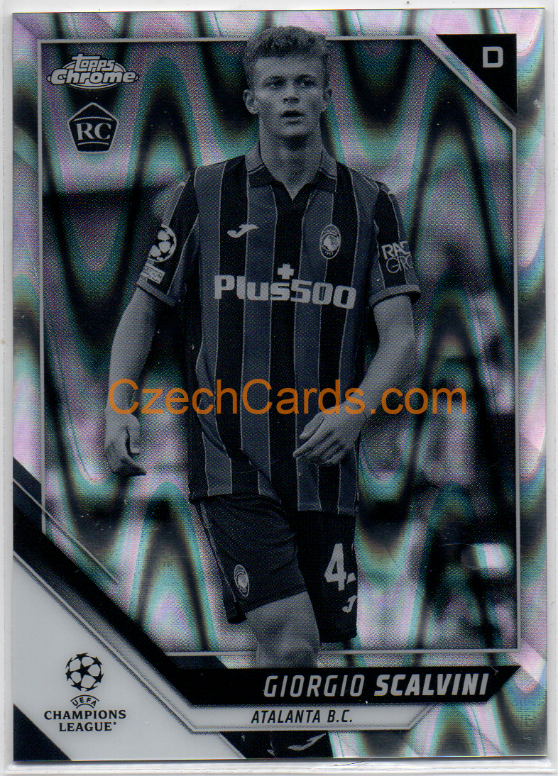 Giorgio Scalvini 2021/22 Topps Chrome UCL Black and White Ray Wave #15 RC