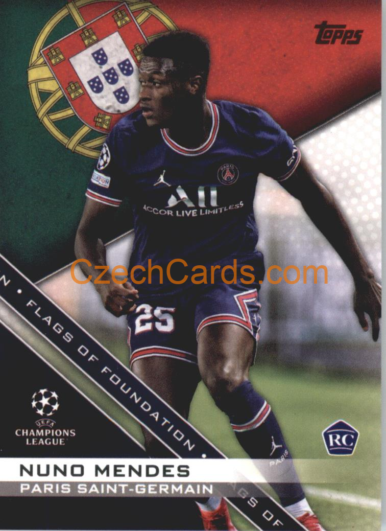 Nuno Mendes 2021/22 Topps UCL Flags of Foundation #FF-10 RC