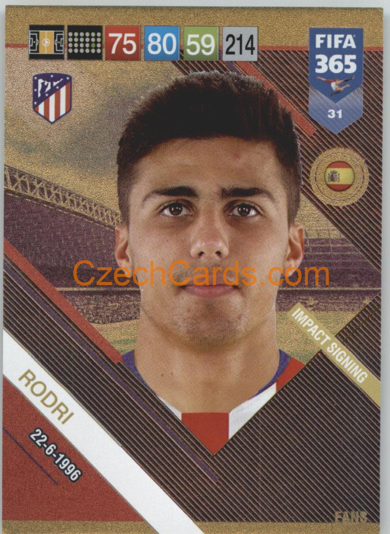 Rodri 2019 Panini FIFA 365 FANS: Fans #31