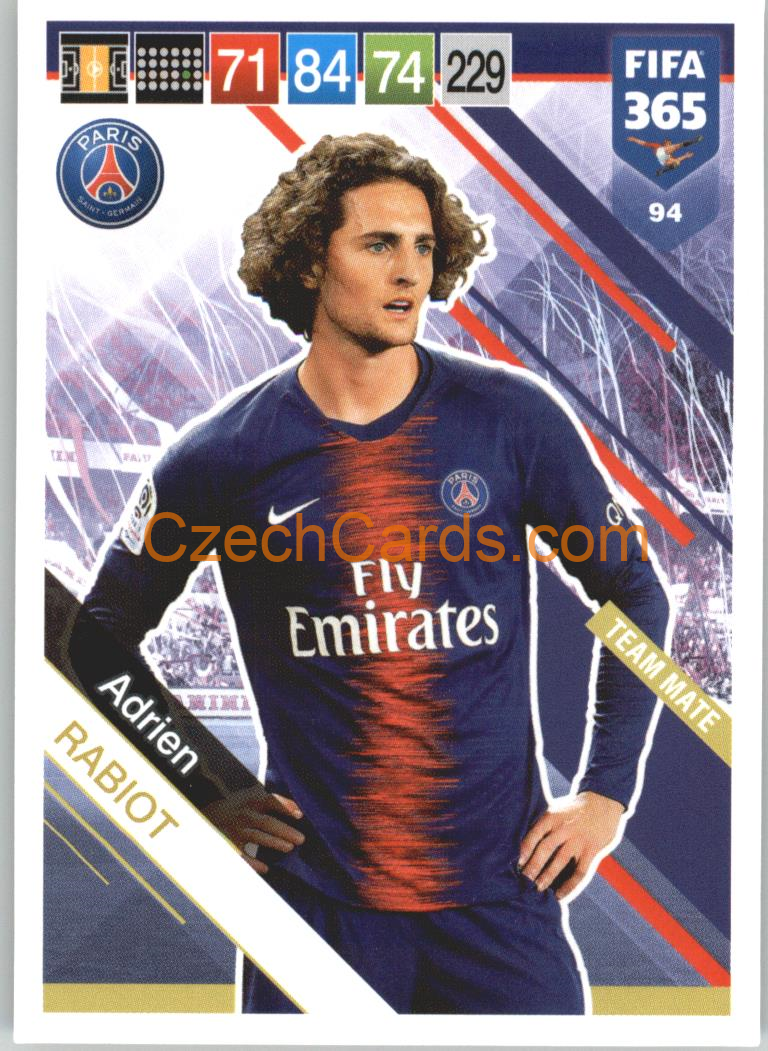 Adrien Rabiot 2019 Panini FIFA 365 #94