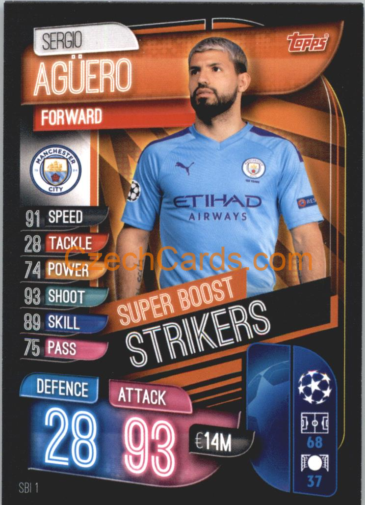 Sergio Agüero 2019/20 Topps Match Attax Super Boost Strikers #SBI 1