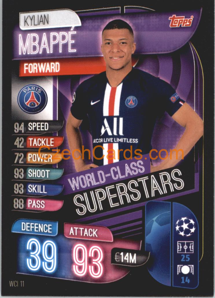 Kylian Mbappé 2019/20 Topps Match Attax Super World-Class Superstars #WCI 11