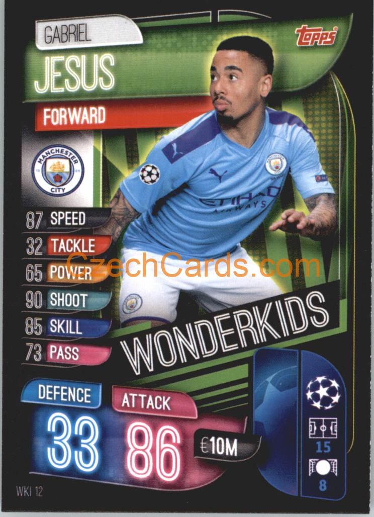 Gabriel Jesus 2019/20 Topps Match Attax Wonderkids #WKI 12
