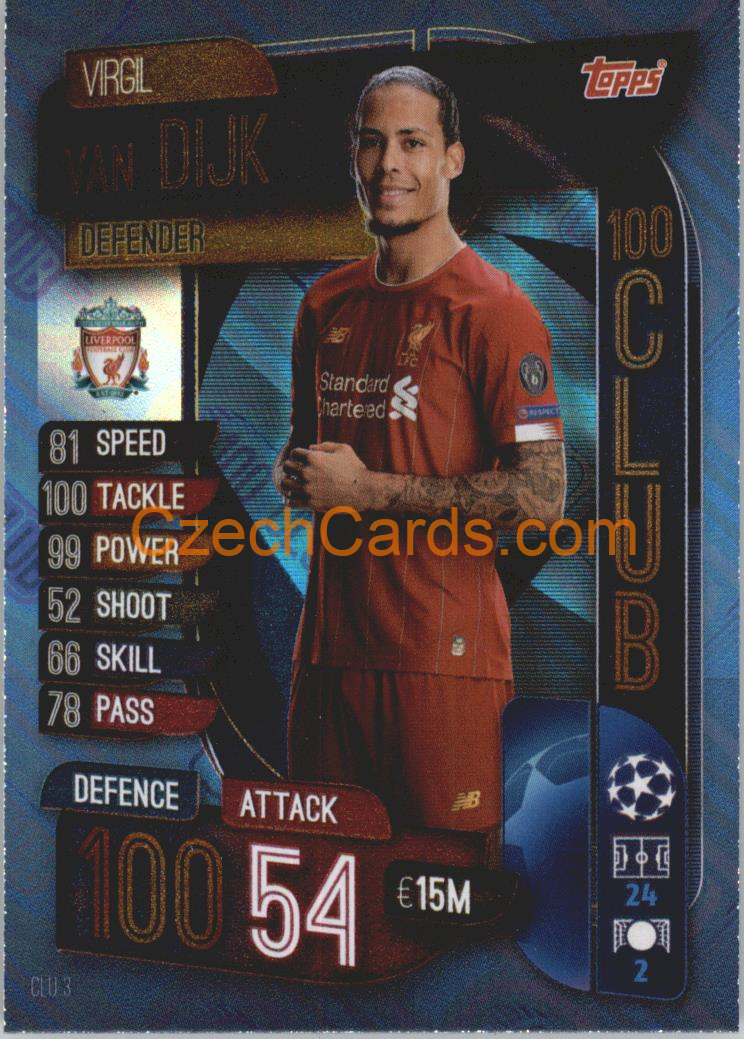 Virgil van Dijk 2019/20 Topps Match Attax 100 Club #CLU 3