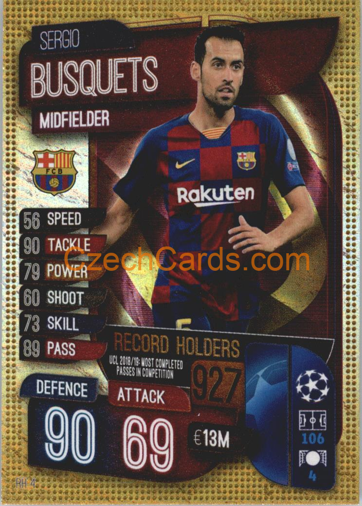 Sergio Busquets 2019/20 Topps Match Attax Record Holders #RH 4